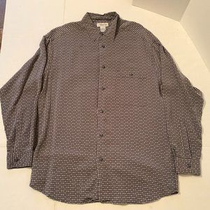 Claiborne Mens Silk Button Up Shirt Long Sleeve Medium